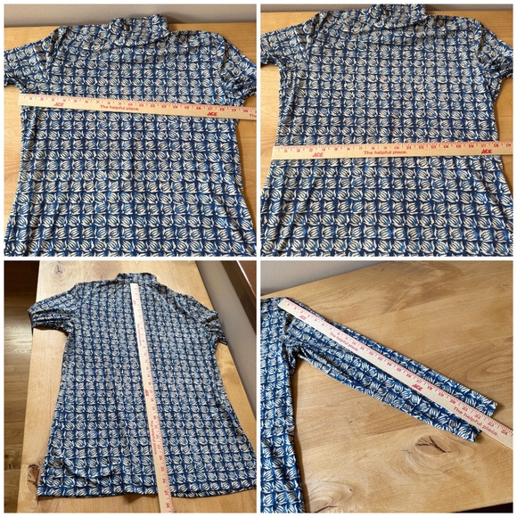 J MCLAUGHLIN NORA TOP TURTLENECK SANA BLUE SQUARE PATTERN MODERN LIGHTWEIGHT L - Picture 10 of 10